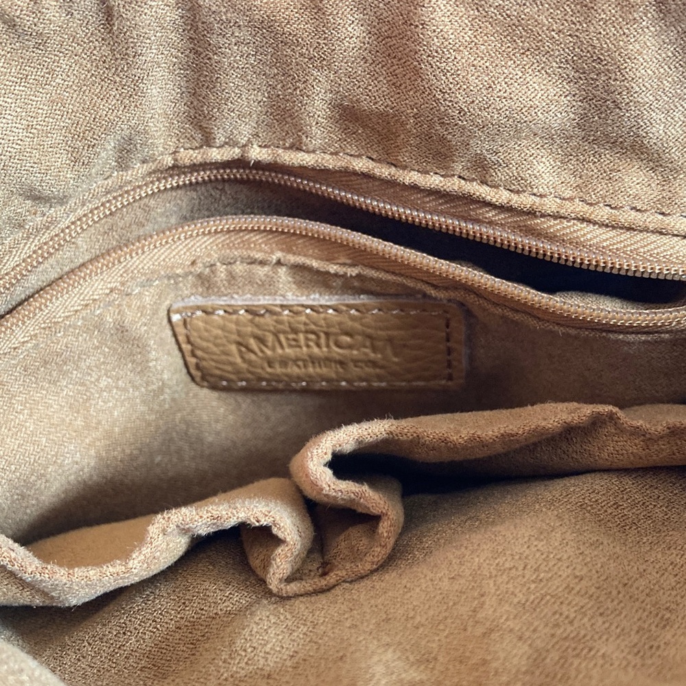 Tan Leather Crossbody Bag with Top Handle - Picture 6 of 6